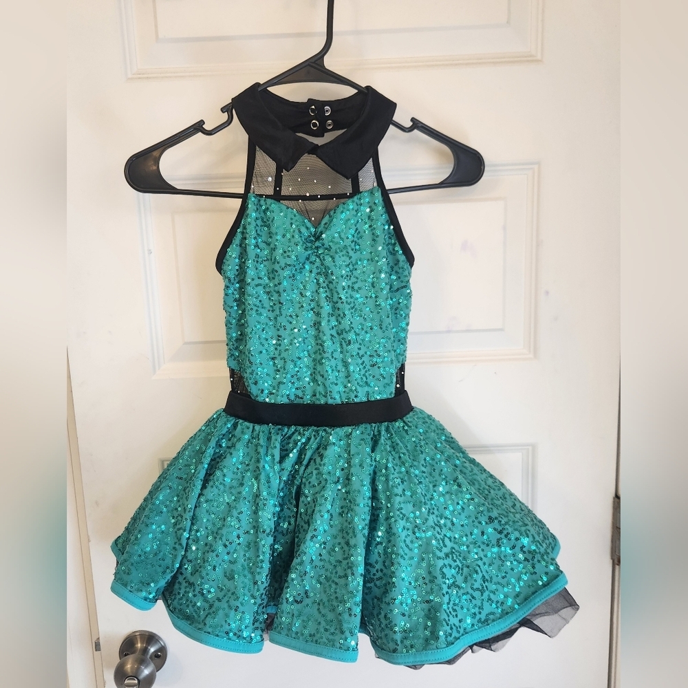 Weissman Dance Costume Child Size MC Green Sequin Tutu Ballet‎ Jazz #QQ1064